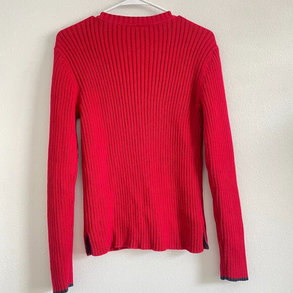 Polo Jeans Ralph Lauren Sweater Women L Red American Flag Ribbed Vintage Y2K - Picture 5 of 9